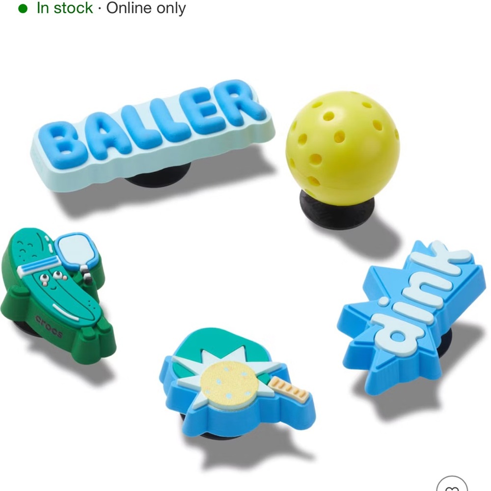 New & Sealed CROCS Official Jibbitz Pickleball Charm Set Gifts Stocking Stuffer